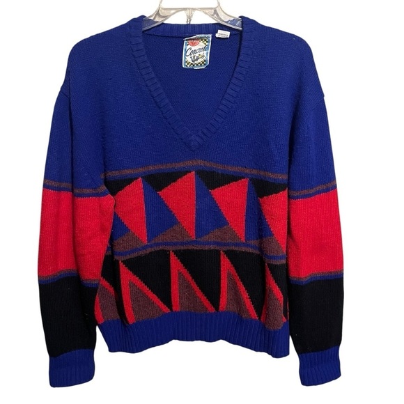 Concrete Other - Concrete Men VTG Geometric Sweater Pullover Sz XL Multicolor Crew Neck Wool